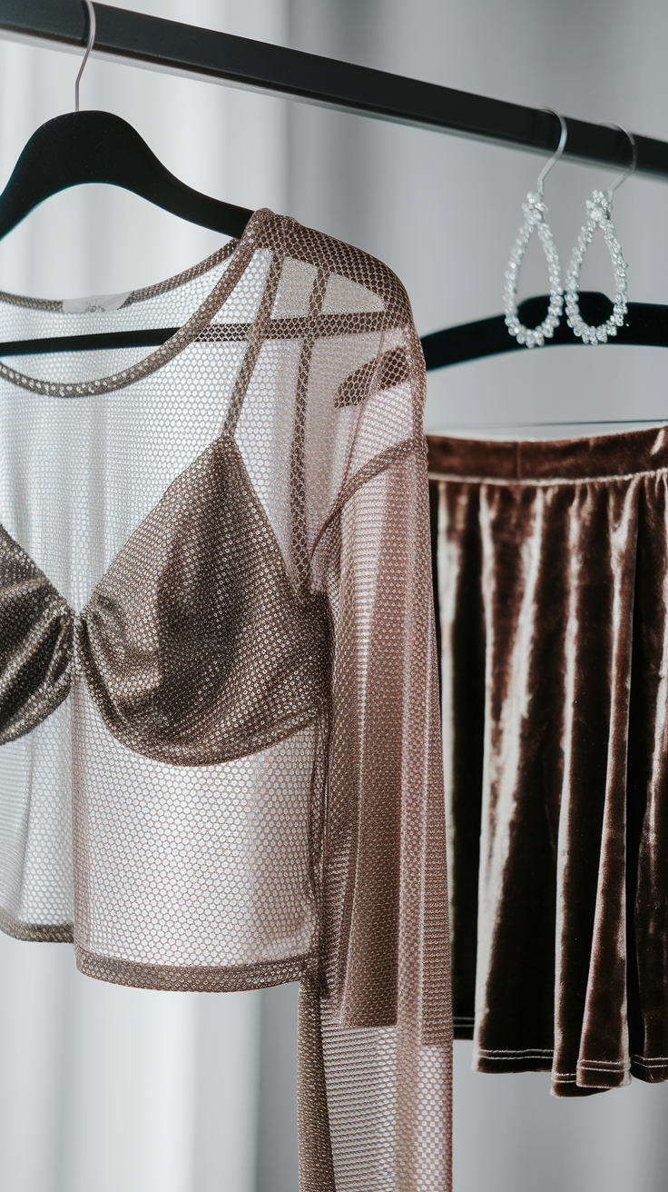 How to Wear a Sheer Metallic Top This Season outfit idea
