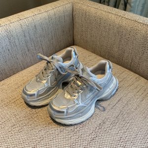 Silver Dad Shoes for Women - 2025 Spring Thick-Soled Height-Increasing Mesh Casual Sneakers, Trendy Y2K Athleisure Footwear