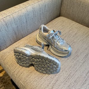 Silver Dad Shoes for Women - 2025 Spring Thick-Soled Height-Increasing Mesh Casual Sneakers, Trendy Y2K Athleisure Footwear