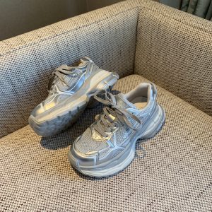 Silver Dad Shoes for Women - 2025 Spring Thick-Soled Height-Increasing Mesh Casual Sneakers, Trendy Y2K Athleisure Footwear