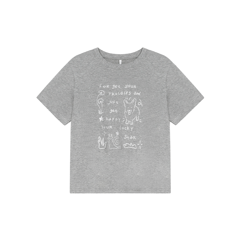 Silver Glitter Foam Letter Printed Short Sleeve T-shirt for Women - Loose Pure Cotton Round Neck Top for Spring Summer Fashion