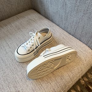 Silver Lace-Up Sneakers for Women - 2025 New Style Genuine Leather Thick-Soled Height-Increasing Casual Sports Shoes