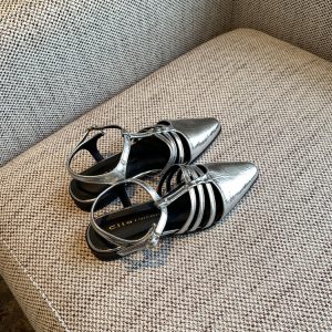 Silver Open-Toe Sandals for Women - Summer 2025 Retro Woven One-Strap Casual Low-Heel Roman Style Shoes