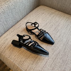 Silver Open-Toe Sandals for Women - Summer 2025 Retro Woven One-Strap Casual Low-Heel Roman Style Shoes