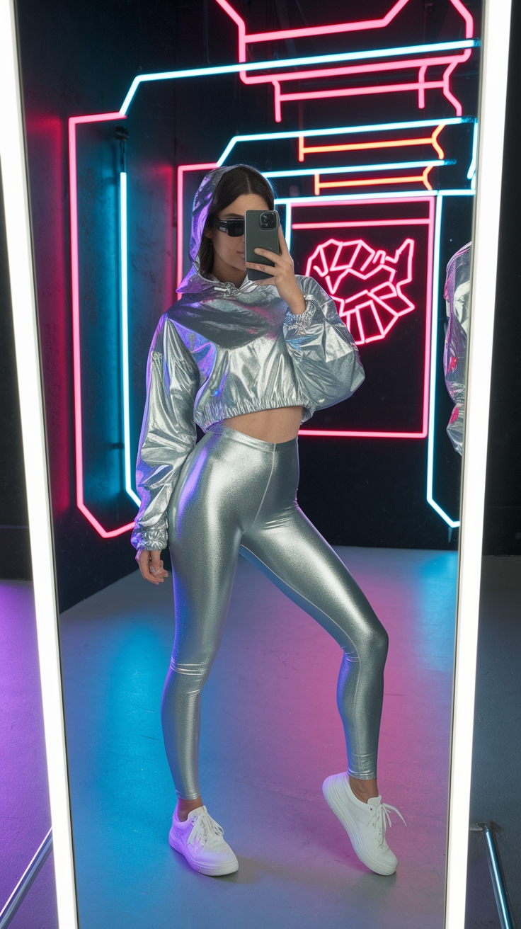Silver Leggings Outfit Metallic: Shine Bright This Season outfit idea