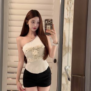 Slanted Shoulder Design Fragrant Wind Vest - Trendy Small Fit for Summer, Casual Chic Style