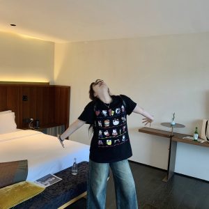 Slightly Chubby Casual Printed Short Sleeve T-Shirt - Mid-Length Plus Size Top for a Trendy Everyday Look