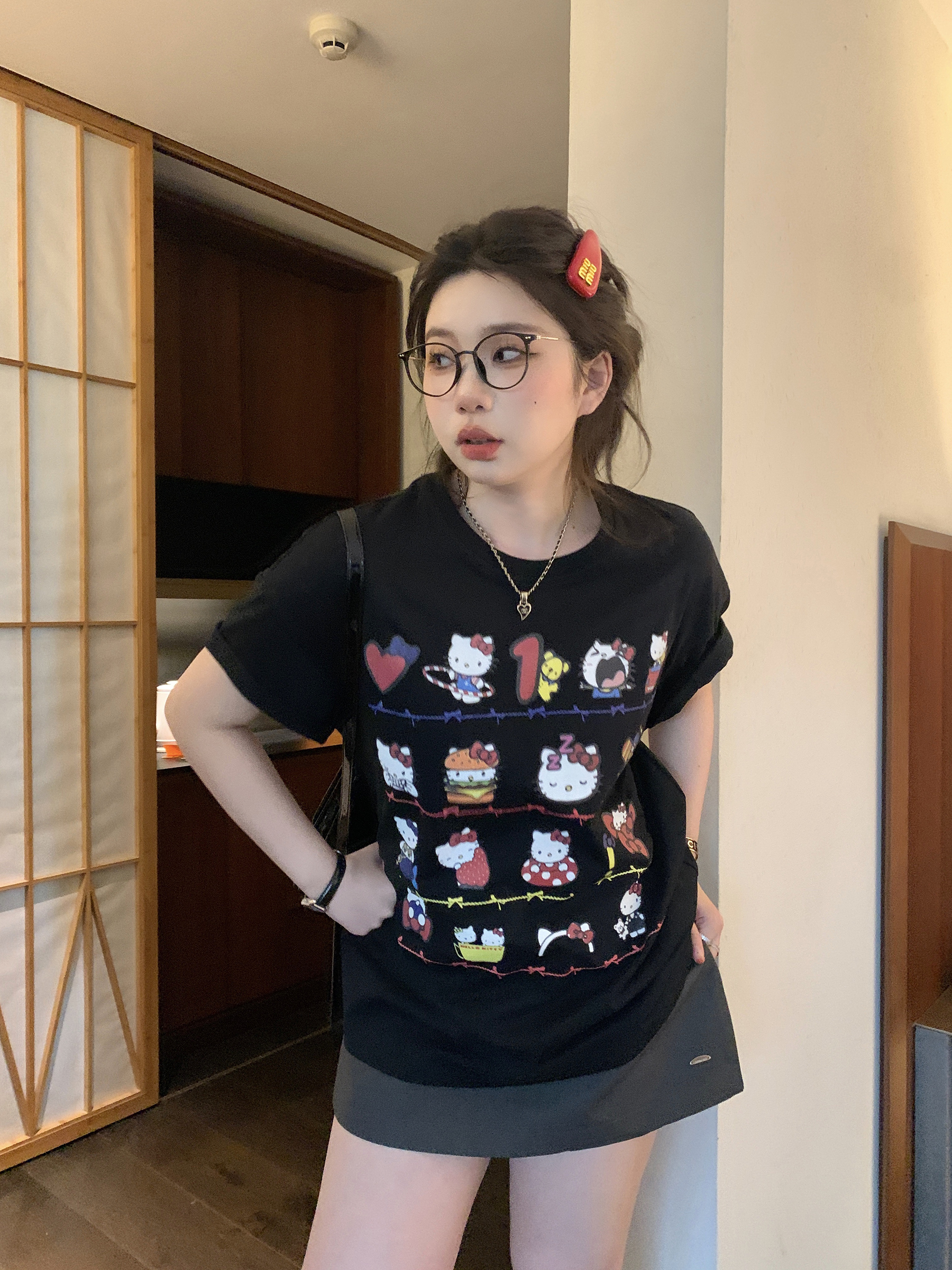 Slightly Chubby Casual Printed Short Sleeve T-Shirt - Mid-Length Plus Size Top for a Trendy Everyday Look Slightly Chubby Casual Printed Short Sleeve T-Shirt - Mid-Length Plus Size Top for a Trendy Everyday Look