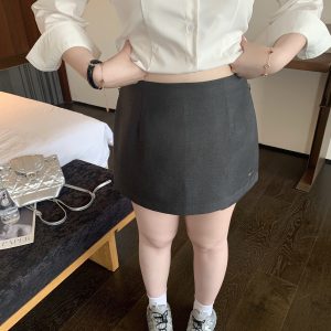 Slightly Chubby Double-Layer Side-Slit Suit Skirt Pants for Urban Office Ladies - Versatile Fashion Staple