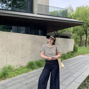 Slightly Chubby Striped Casual T-Shirt - Summer Basic Short Sleeve Slimming Plus-Size Tee for Versatile Y2K Style