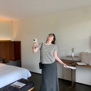 Slightly Chubby Striped Casual T-Shirt - Summer Basic Short Sleeve Slimming Plus-Size Tee for Versatile Y2K Style