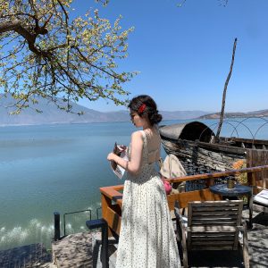 Slightly Chubby Summer Sweetness Backless Spaghetti Strap Dress in French Polka Dot - Plus Size Long Beach Vacation Dress