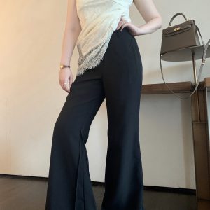 Slightly Flared Black Casual Suit Pants for Women - Comfortable Slim Fit for a Flattering Silhouette, Perfect for Everyday Wear