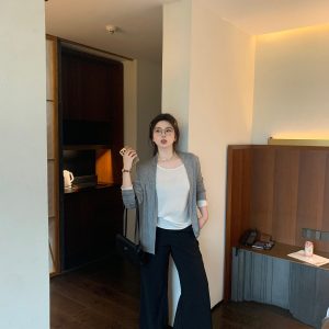 Slightly Flared Black Casual Suit Pants for Women - Comfortable Slim Fit for a Flattering Silhouette, Perfect for Everyday Wear