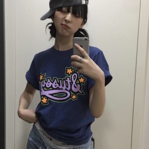 Slim-Fit Cartoon Pattern Short Sleeve T-Shirt for Women - Korean Niche Design, Summer Style, Pure Cotton Fashion Top