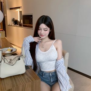 Slim Fit Diamond Back Vest Camisole with Built-In Chest Pad - Pure Desire Design, Stylish 90s Inspired Top