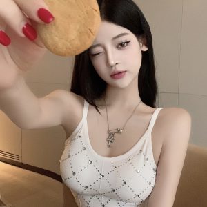 Slim Fit Diamond Back Vest Camisole with Built-In Chest Pad - Pure Desire Design, Stylish 90s Inspired Top