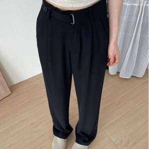 Slim-Fit Drape Trousers for Women - Summer Casual Pants for Pear-Shaped Figures, Plus Size, Straight-Leg Style