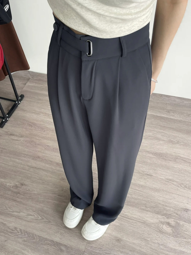 Slim-Fit Drape Trousers for Women - Summer Casual Pants for Pear-Shaped Figures, Plus Size, Straight-Leg Style Slim-Fit Drape Trousers for Women - Summer Casual Pants for Pear-Shaped Figures, Plus Size, Straight-Leg Style