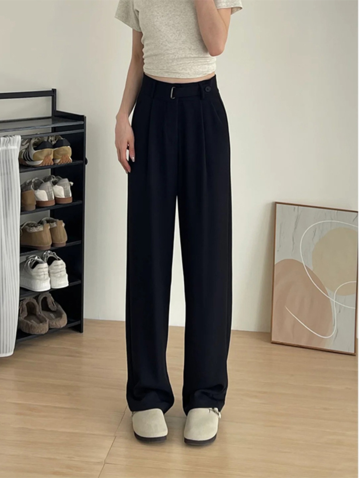 Slim-Fit Drape Trousers for Women - Summer Casual Pants for Pear-Shaped Figures, Plus Size, Straight-Leg Style Slim-Fit Drape Trousers for Women - Summer Casual Pants for Pear-Shaped Figures, Plus Size, Straight-Leg Style