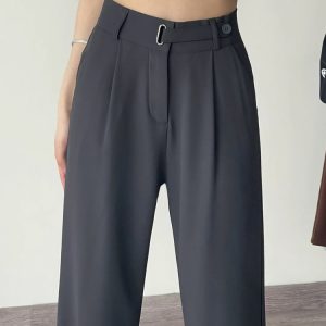 Slim-Fit Drape Trousers for Women - Summer Casual Pants for Pear-Shaped Figures, Plus Size, Straight-Leg Style