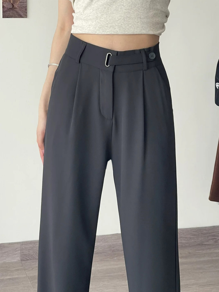 Slim-Fit Drape Trousers for Women - Summer Casual Pants for Pear-Shaped Figures, Plus Size, Straight-Leg Style Slim-Fit Drape Trousers for Women - Summer Casual Pants for Pear-Shaped Figures, Plus Size, Straight-Leg Style