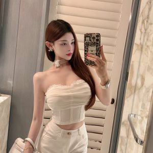 Slim-Fit Mesh Vest Top with Built-In Chest Pad - Pure Desire Style, Trendy and Chic for Y2K Fashion Enthusiasts