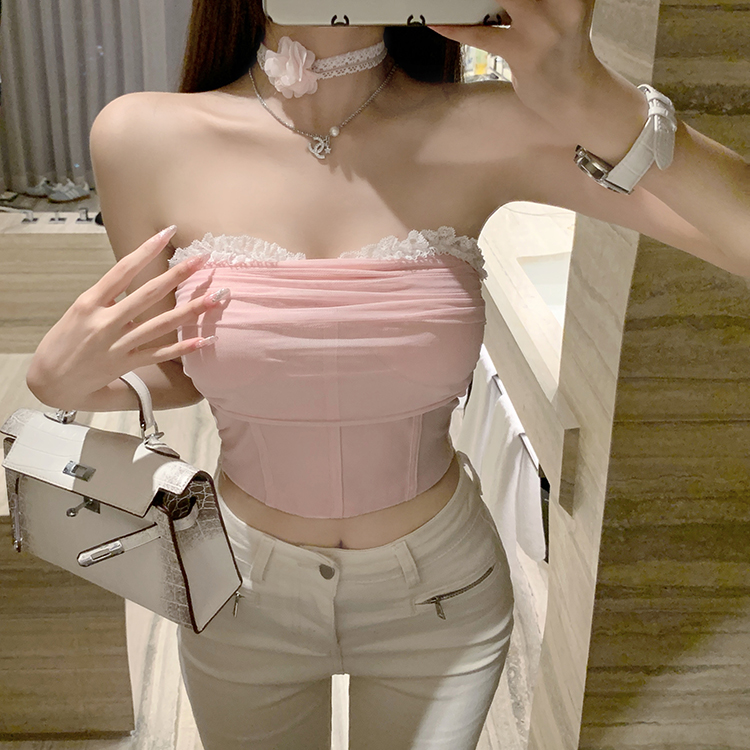 Slim-Fit Mesh Vest Top with Built-In Chest Pad - Pure Desire Style, Trendy and Chic for Y2K Fashion Enthusiasts