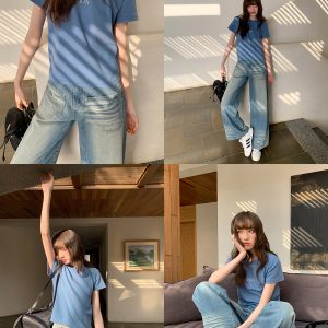Slim Fit Short Sleeve T-Shirt for Women - Three-Dimensional Metal Letter Design - Summer 2025 Style - Casual Chic Fashion