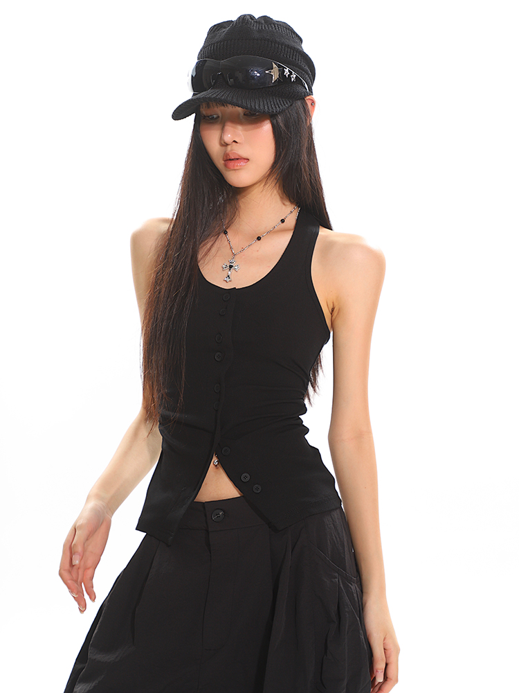 Slim Fit Sports Leisure Tank Top - Waist-Defining, Pleated Basic Style with Letter Logo - Trendy Activewear for Everyday Wear Slim Fit Sports Leisure Tank Top - Waist-Defining, Pleated Basic Style with Letter Logo - Trendy Activewear for Everyday Wear