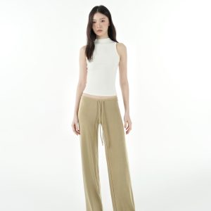 Slim-Fit Stretchy Sleeveless Vest with Half-High Collar - Basic Essential for 90s Y2K Style Fashion