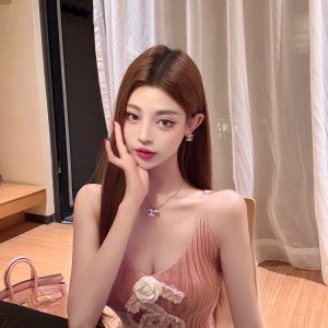 Small Fragrant Wind Knitted Spaghetti Strap Bodycon Dress Two-Piece Set - Trendy Summer Fashion