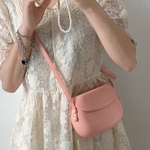 Small Textured Saddle Bag - Versatile Minimalist Crossbody Mobile Phone Bag for Women - Trendy Shoulder Purse