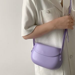 Small Textured Saddle Bag - Versatile Minimalist Crossbody Mobile Phone Bag for Women - Trendy Shoulder Purse