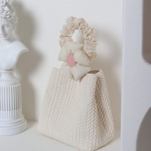 Soft Floral Woven Bucket Handbag - Cute 2024 Spring/Summer Crossbody Bag with Wheat Ear Design