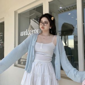 Soft-Focus Cloud Plus-Size Long Sleeve Cardigan - Moisturizing Milk Candy Smoothie Style for a Cozy Look