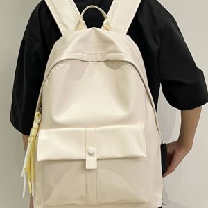 Soft Leather Backpack - Minimalist Large Capacity Travel Bag, Waterproof Design for Students, Korean Style Fashion Essentials