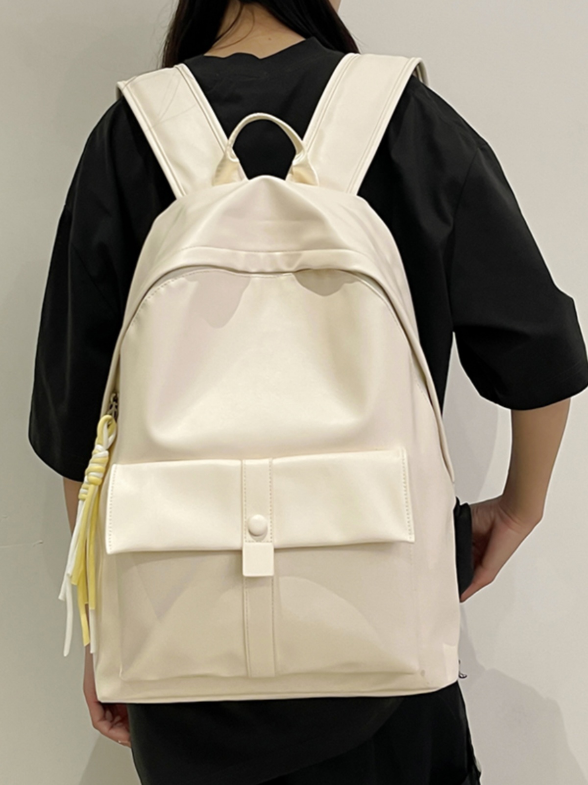 Soft Leather Backpack - Minimalist Large Capacity Travel Bag, Waterproof Design for Students, Korean Style Fashion Essentials Soft Leather Backpack - Minimalist Large Capacity Travel Bag, Waterproof Design for Students, Korean Style Fashion Essentials