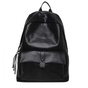Soft Leather Backpack - Minimalist Large Capacity Travel Bag, Waterproof Design for Students, Korean Style Fashion Essentials