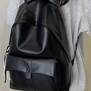 Soft Leather Backpack - Minimalist Large Capacity Travel Bag, Waterproof Design for Students, Korean Style Fashion Essentials