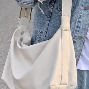 Soft Leather Wide Strap Crossbody Tote Bag for Women - Large Capacity, Perfect for Spring/Summer College Commutes