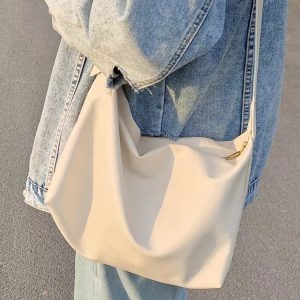 Soft Leather Wide Strap Crossbody Tote Bag for Women - Large Capacity, Perfect for Spring/Summer College Commutes