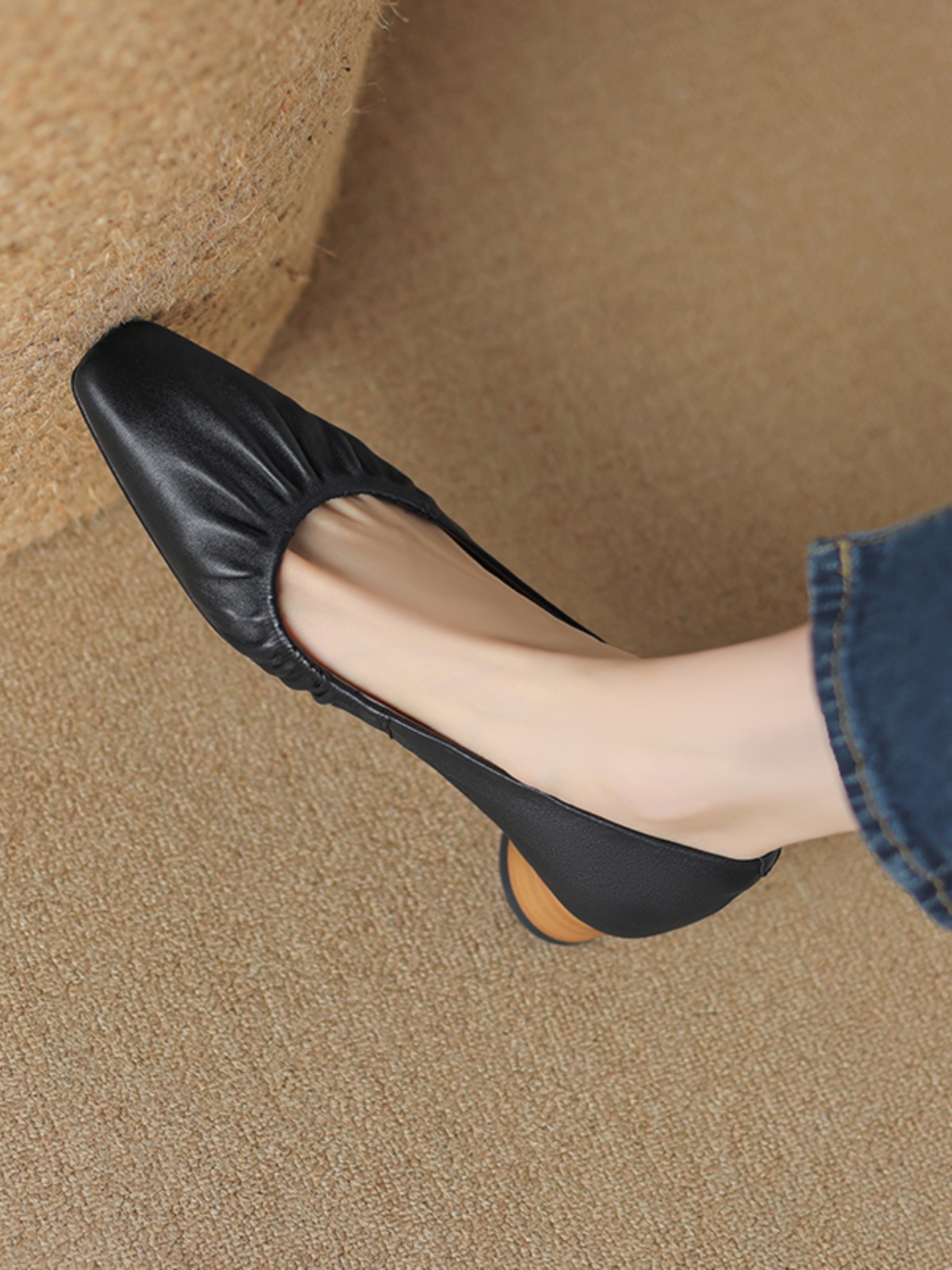 Soft Leather Women's Summer Loafers - Italian Sheepskin Low-Heeled Square-Toe Chunky Heel Slip-Ons for Comfort and Style Soft Leather Women's Summer Loafers - Italian Sheepskin Low-Heeled Square-Toe Chunky Heel Slip-Ons for Comfort and Style