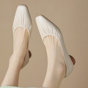 Soft Leather Women's Summer Loafers - Italian Sheepskin Low-Heeled Square-Toe Chunky Heel Slip-Ons for Comfort and Style