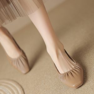 Soft Leather Women's Summer Loafers - Italian Sheepskin Low-Heeled Square-Toe Chunky Heel Slip-Ons for Comfort and Style