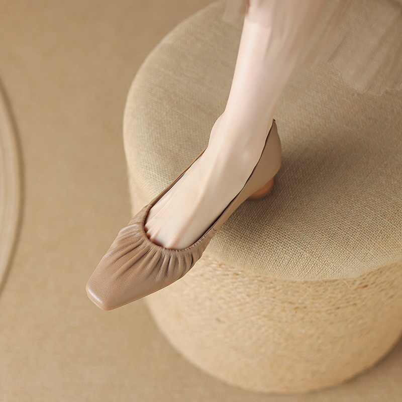 Soft Leather Women's Summer Loafers - Italian Sheepskin Low-Heeled Square-Toe Chunky Heel Slip-Ons for Comfort and Style Soft Leather Women's Summer Loafers - Italian Sheepskin Low-Heeled Square-Toe Chunky Heel Slip-Ons for Comfort and Style