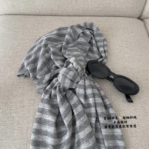 Soft Relaxed Striped Knitted Shawl - Sun Grapefruit Layering Cape in Sheep Wool, High-End Small Scarf for Women