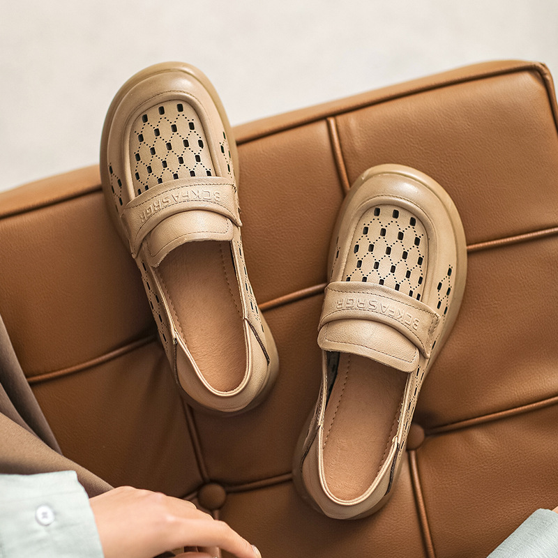 Soft-Soled Italian-Style Flats for Spring/Summer - Comfortable Hollow Genuine Leather Shoes Soft-Soled Italian-Style Flats for Spring/Summer - Comfortable Hollow Genuine Leather Shoes