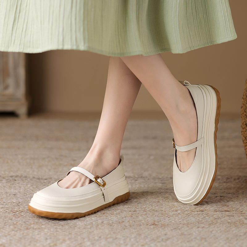 Soft-Soled Thick-Soled Shallow Mouth Spring Mary Jane Shoes - Italian Design, Lightweight, Non-Fatiguing, Casual Style