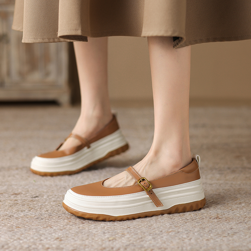 Soft-Soled Thick-Soled Shallow Mouth Spring Mary Jane Shoes - Italian Design, Lightweight, Non-Fatiguing, Casual Style